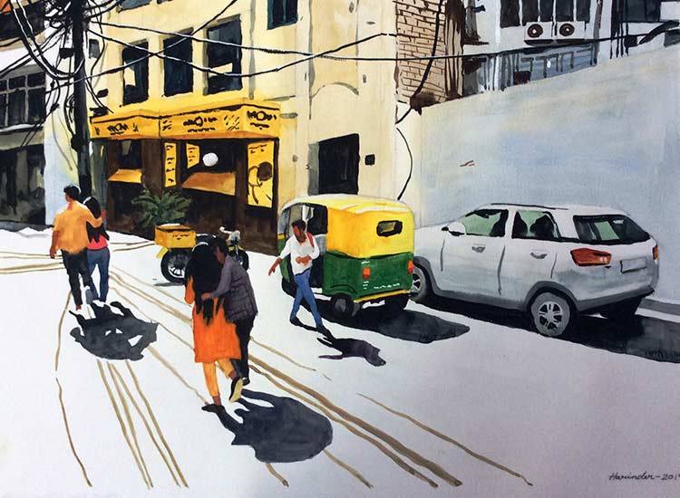 HAUZ KHAS VILLAGE, Watercolor